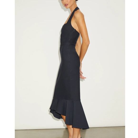Lulus NWOT Londa Dark Navy Blue Halter Neck Trumpet Bodycon Knit Midi Dress XS - Picture 2 of 10
